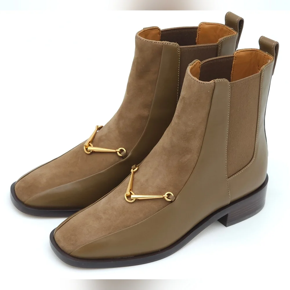 TORY BURCH Size 5 Equestrian Link Chelsea Ankle‎ Leather Boot